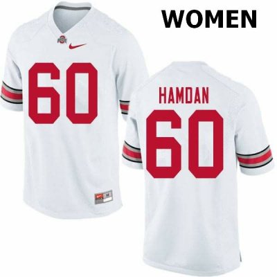 Women's Ohio State Buckeyes #60 Zaid Hamdan White Nike NCAA College Football Jersey December ODG3844YR